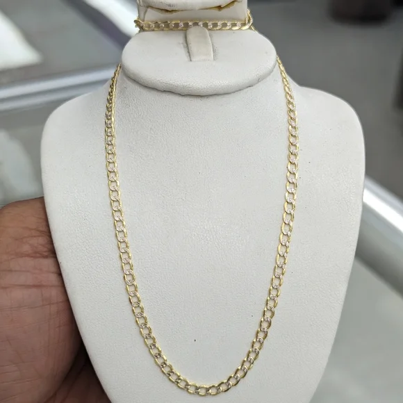 10kt Real Gold Cuban Diamond Cut Chain 3.4mm 16 inches